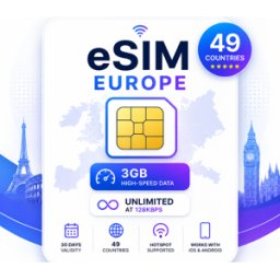 Kinguin eSIM Europe - 3GB High-Speed, Then Unlimited Data at 128kbps (valid for 30 Days)