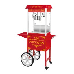 Machine à popcorn avec charriot - Allure rétro - rouge