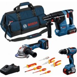 Bosch PROFESSIONAL kit d’outils GSB + GWS + GBH + 3×5,0Ah + tournevis et pinces 0615A5007H