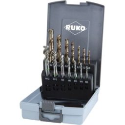RUKO 245052RO Set de tarauds pour machine 14 pièces métrique M3, M4, M5, M8, M10, M12 coupe à droite DIN 371, DIN 376 HSSE-Co 5 1 set