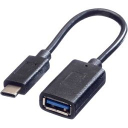 VALUE Câble USB 3.2 Gen 1, Type C - A, M/F, OTG, noir, 0,15 m