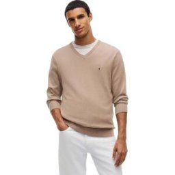 Tommy Hilfiger Pull à Col En V Essential Safari Canvas L Homme