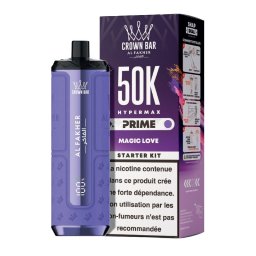 Puff Hypermax Prime 50K Crown Bar Al Fakher (Nicotine : 6 mg - Saveur : Magic Love)