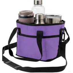 INF Sac de rangement pour tasse de camping - Porte-gobelet portable en nylon avec poignée pour voyage et camping Violet