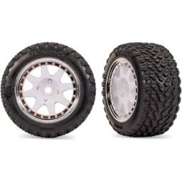 Traxxas Roue Avant Front Mini Rally Wheels W/hard Tires 2pcs 2 Unités White / Chrome / Black One Size unisex