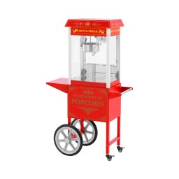 Machine à pop corn avec chariot - Design rétro - 195 / 235 °C - rouge - Royal Catering