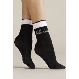 Belle Ame - Chaussette courte Femme Noire et Blanche - Fiore
