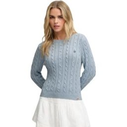 Superdry Pull Essentials Sd&co Cable Jumper Blue Fog M Femme