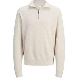 Jack & Jones Pull à Demi-zip Stitch Milano Cloud Dancer / Melange XL Homme