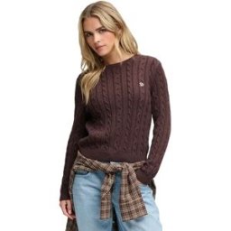 Superdry Pull Essentials Sd&co Cable Jumper Chestnut Brown M Femme