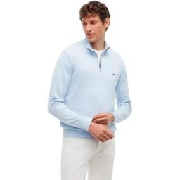 Tommy Hilfiger Pull à Demi-zip Mw0mw37331 Sky Blue Heather XS Homme