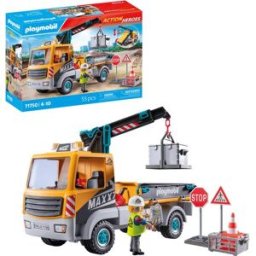 Camion grue avec ouvrier & accessoires Playmobil Action Heroes 71750