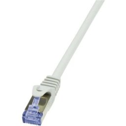 LogiLink CQ3142S RJ45 Câble réseau, câble patch CAT 6a S/FTP 50 m gris avec cliquet dencastrement, ignifuge, blindage total, sans halogène, paire blindée 1