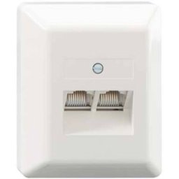 Rutenbeck UAE 2x8(8) Ap rw Prise réseau montage apparent (en saillie) insert avec plaque centrale et châssis CAT 3 blanc pur