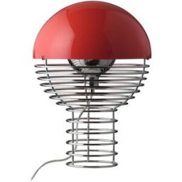 Verpan - Lampe de table Wire - Rouge - Acier chromé - Designer Verner Panton