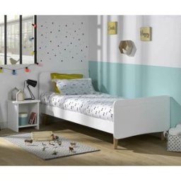 Ma Chambre d'Enfant Lit enfant avec pieds, sommier et matelas Willow Blanc 90x200 cm/Opt:Matelas Airfresh 15 cm