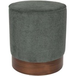 Tabouret rond en tissu vert et bois d'hévéa 41x46cm Bellevue - Dutchbone