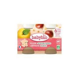 Babybio Châtaigne Pomme 6 Mois et + Bio 2 Pots de 130 g - Carton 2 pots de 130 g