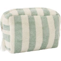 BB & Co Trousse de toilette en bambou rayée ivoire et vert de gris