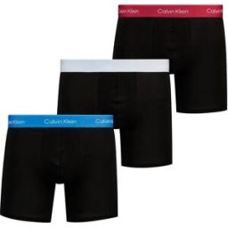 Calvin Klein Slips Lv00nb4394 3 Unités Black / Poseidon Blue / Plein XL Homme