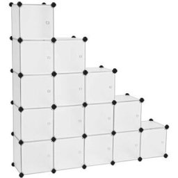 SONGMICS Armoire à chaussures modulable, Blanc / 153 x 31 x 153 cm