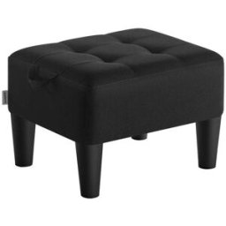 SONGMICS Tabouret pouf en rembourré, Noir D'encre / Tissu Façon Lin