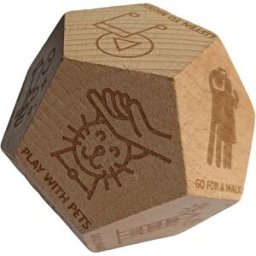 INF Dé en bois 12 faces pour couples et jeux de bar, gravé au laser - Jeu de soirée compact