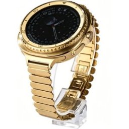 INF Bracelet en acier inoxydable compatible avec Samsung Watch8 - Maillon ovale, fermoir papillon, interface 14mm, 18.2cm x Or
