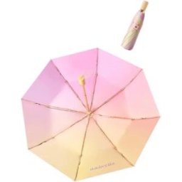INF Parapluie solaire dégradé Rose-Jaune avec armature dorée – UPF50+ revêtement noir double couche, 8 baleines aluminium