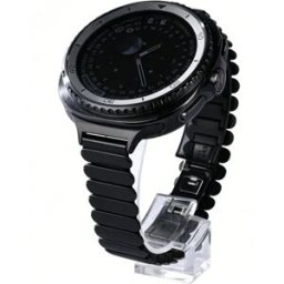 INF Bracelet en acier inoxydable compatible avec Samsung Watch8 - Maillon ovale, fermoir papillon, interface 14mm, 18.2cm x Le noir