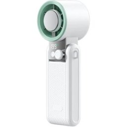 INF Ventilateur portable glacé pliable à écran tactile trois volets - 199 vitesses, rechargeable USB, usage cou et bureau Blanc