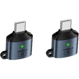 INF Adaptateur TYPE-C vers TF (microSD) USB 3.0 Pack de 2 - Lecteur de carte compact en PVC et aluminium, compatible avec Apple Gris foncé