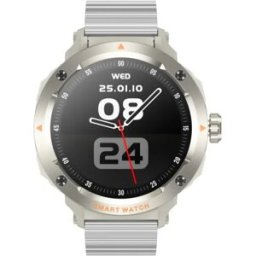 INF T13 2-en-1 TWS Montre Connectée avec Écouteurs, Bluetooth 5.3, Écran 1.46inch Full-Touch TFT, NFC Alipay, Boîtier Argent