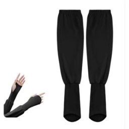 INF Manches été pour femmes en soie glacée - Paire, Protection UV respirante, Ajustement élastique allongé Le noir