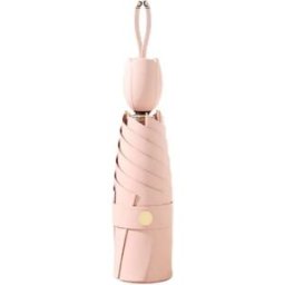INF Parapluie compact Tulip Mini UV - UPF50+ Tissu 210T enduit noir, léger 255g, armature alliage d'aluminium Rose