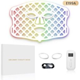 INF Masque facial de photothérapie LED E199A en silicone - Multicolore, Interface Type-C, Photorajeunissement à domicile, Port