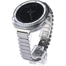 INF Bracelet en acier inoxydable compatible avec Samsung Watch8 - Maillon ovale, fermoir papillon, interface 14mm, 18.2cm x Argent