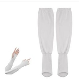 INF Manches été pour femmes en soie glacée - Paire, Protection UV respirante, Ajustement élastique allongé Gris