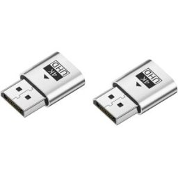 INF Bouchon miniDP avec porte-clés LED (2 pièces) - Moniteur virtuel mini DisplayPort, HDR, Plug and Play, jusqu'à 4K
