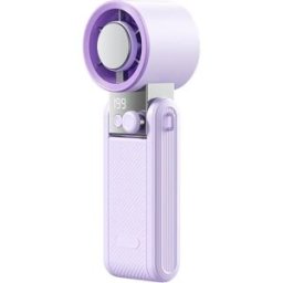 INF Ventilateur portable glacé pliable à écran tactile trois volets - 199 vitesses, rechargeable USB, usage cou et bureau Violet
