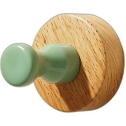 INF Crochet de porte d'entrée en hêtre sans perçage avec bouton céramique vert – Crochet mural auto-adhésif pour manteaux,