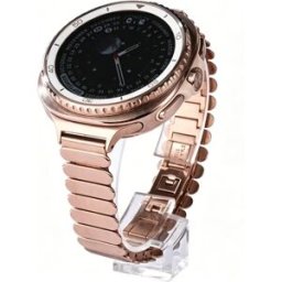 INF Bracelet en acier inoxydable compatible avec Samsung Watch8 - Maillon ovale, fermoir papillon, interface 14mm, 18.2cm x Or rose