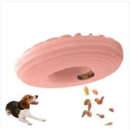 INF Frisbee distributeur de friandises - TPR à mâcher avec rainure cachée pour jeu interactif et nettoyage dentaire Rose