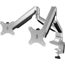 ICY BOX IB-MS504-T, Monitorständer mit Tischhalterung für 2 Monitore bis zu 32'' (81 cm) Support de table pour écran 2 Écran(s) 81,3 cm (32) gris-argent