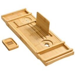 SONGMICS Plateau de baignoire en bambou