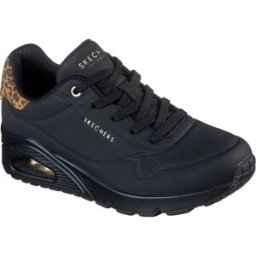 Skechers Baskets Uno Jungle Nite Black Durabuck / Leopard Printed Suede / Mesh Trim EU 39 Femme