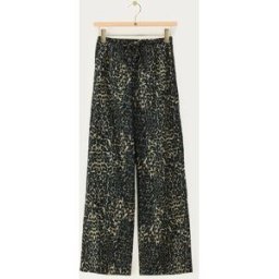 Pantalon en lin à imprimé léopard My Jewellery Marron/Noir M femme