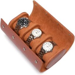 INF Boîte de Rangement pour 3 Montres en Cuir PU Grain Lychee - Étui de Voyage Portable Marron