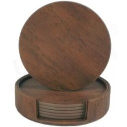 INF Pack de 6 sous-verres ronds en cuir PU avec supports