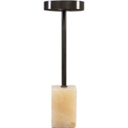 Table d'appoint en acier inoxydable noir et onyx 21x64cm Onp - Versmissen